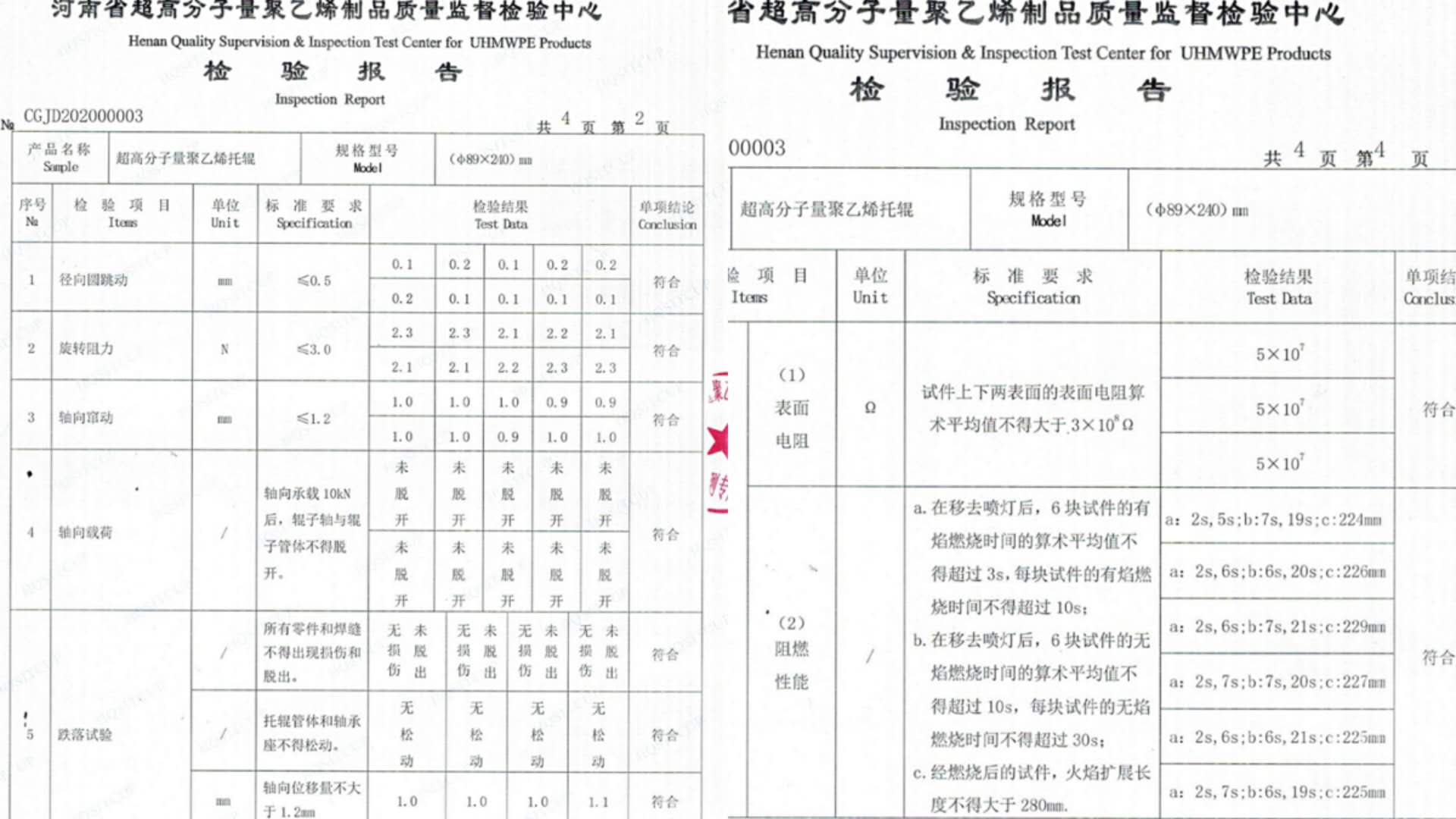 托輥系列產品檢測報告 托輥系列產品檢測報告